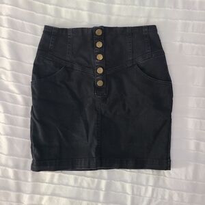 Forever 21 Black Denim Pencil Mini Skirt